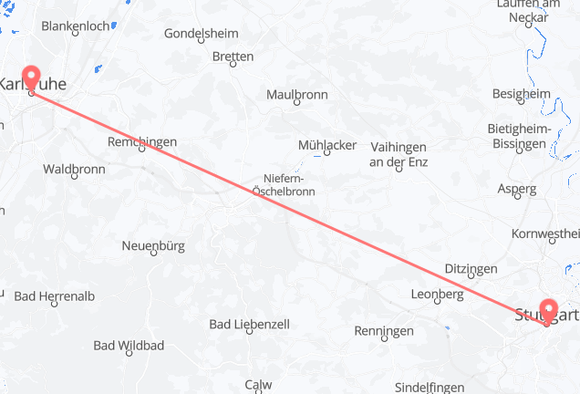 Flyrejser fra Stuttgart, Tyskland til Karlsruhe, Tyskland