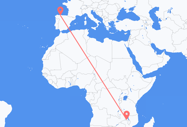 Flyreiser fra Lilongwe, til Santiago del Monte