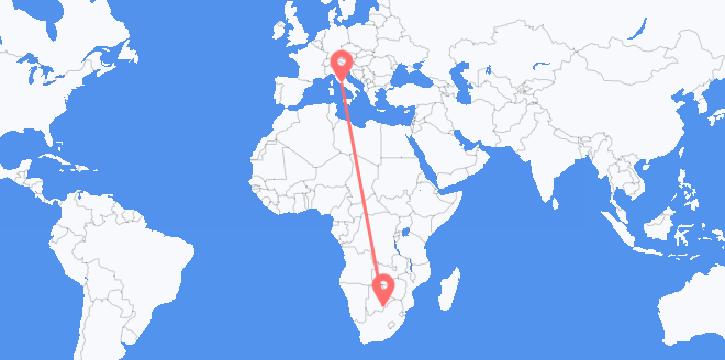 Vluchten van Botswana naar Italië