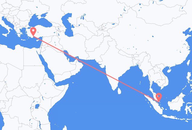 Vluchten van Singapore naar Antalya