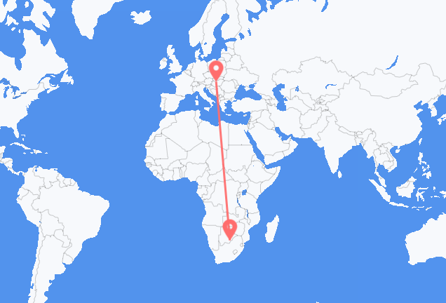 Vluchten van Gaborone naar Boedapest
