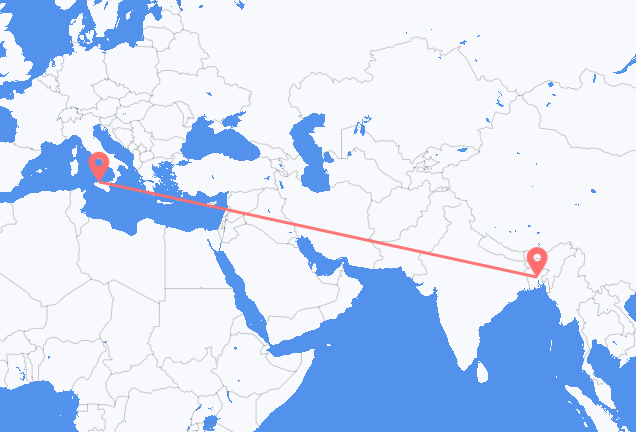 Flyrejser fra Dhaka til Palermo