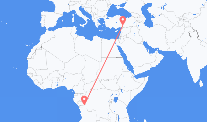 Voos de Kinshasa para Kahramanmaraş