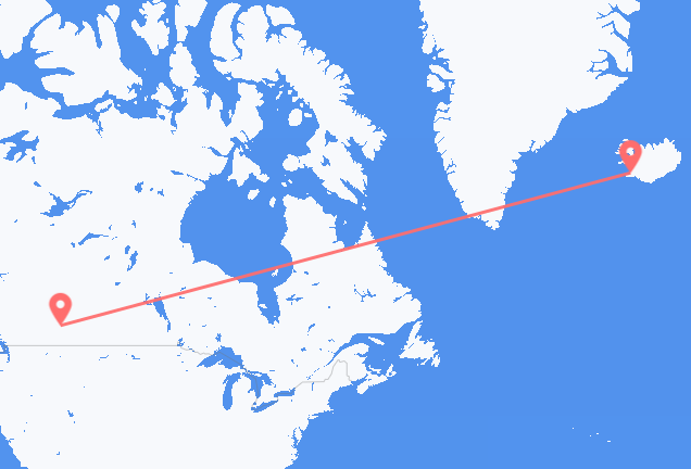 Flyrejser fra Calgary til Reykjavík