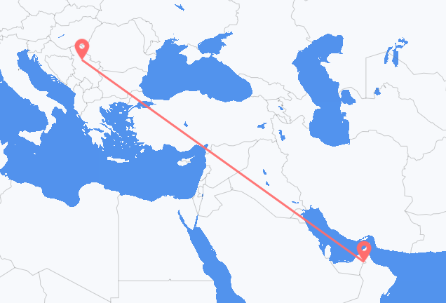 Loty z Al-Ajn, Zjednoczone Emiraty Arabskie do Belgradu, Serbia