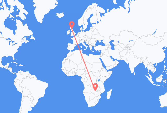 Flyrejser fra Lusaka til Edinburgh