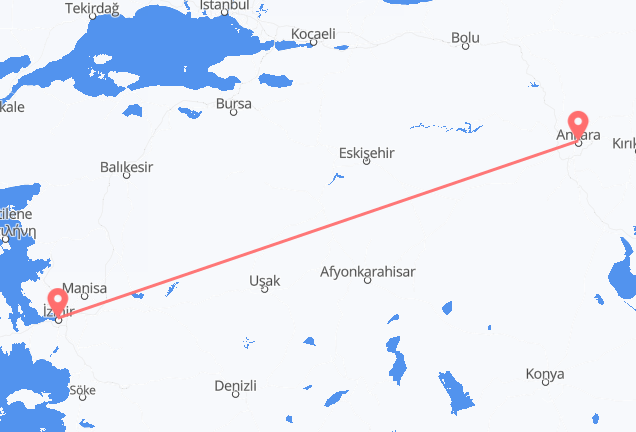 Flyrejser fra Ankara til Izmir