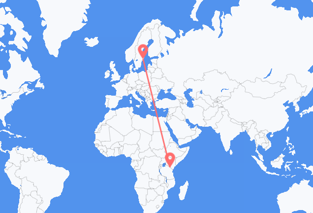 Vluchten van Kilimanjaro naar Stockholm