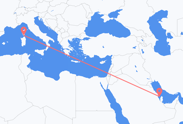 Vluchten van Bahrain Island naar Figari