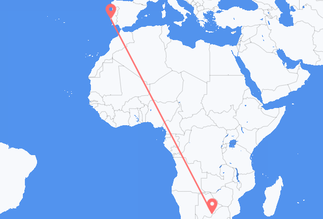 Vluchten van Gaborone naar Lissabon