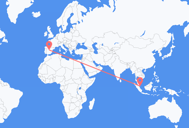 Vluchten van Singapore naar Madrid