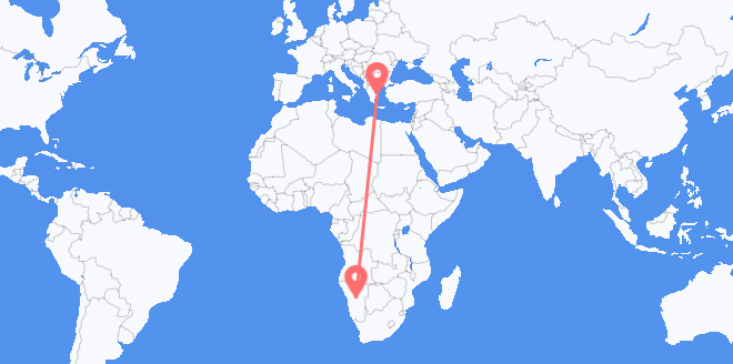 Flyrejser fra Namibia til Grækenland