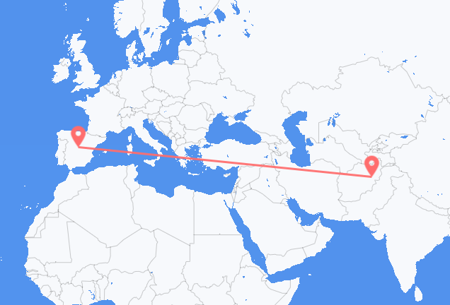 Flüge von Kabul, nach Madrid