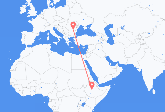 Vluchten van Addis Abeba naar Boekarest