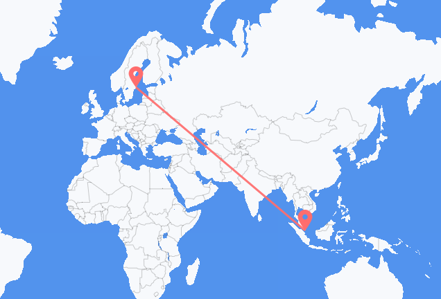 Vluchten van Singapore naar Stockholm