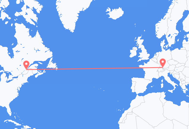 Loty z Québec, Kanada do Friedrichshafen, Niemcy