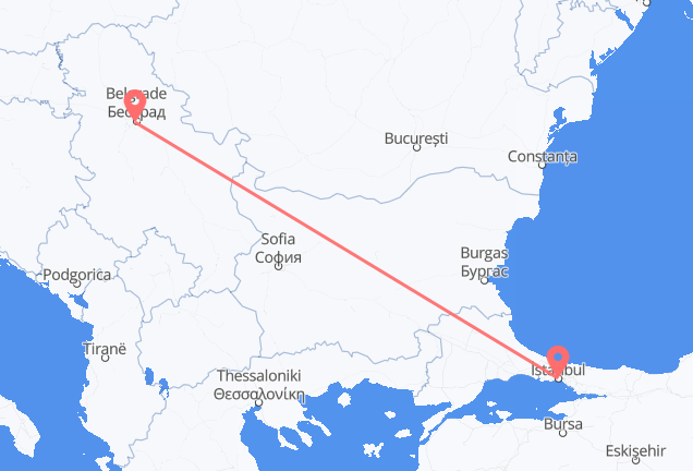 ベオグラードからイスタンブール行きのフライト
