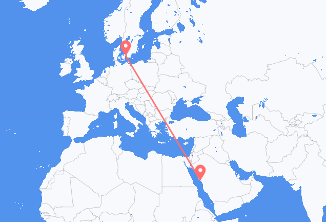 Flyg från Yanbu till Köpenhamn