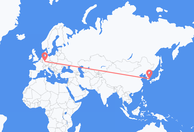 Flug frá Ulsan, Suður-Kóreu til Frankfurt, Þýskalandi