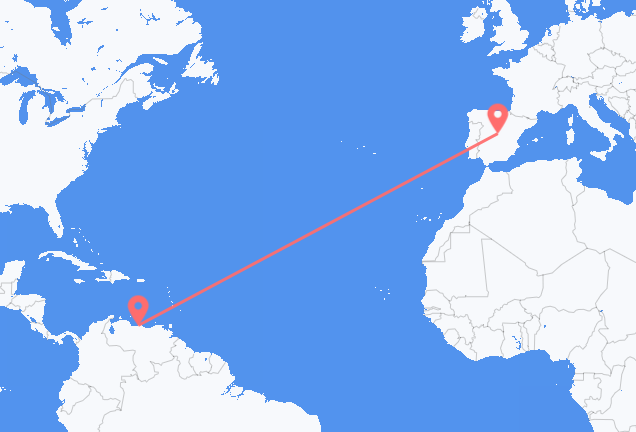 Vluchten van Caracas naar Madrid