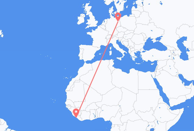 Flyrejser fra Monrovia til Berlin