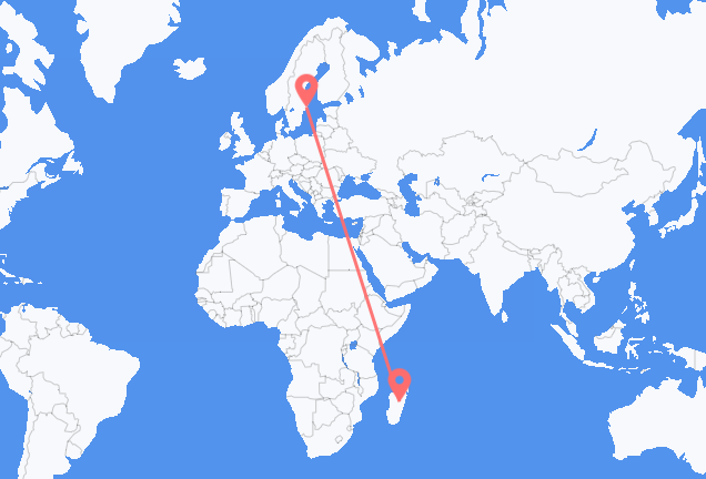 Flyreiser fra Antananarivo, til Stockholm