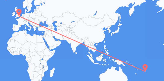 Flyreiser fra Fiji til Storbritannia