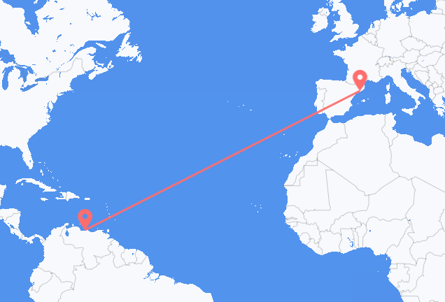 Vluchten van Caracas naar Barcelona