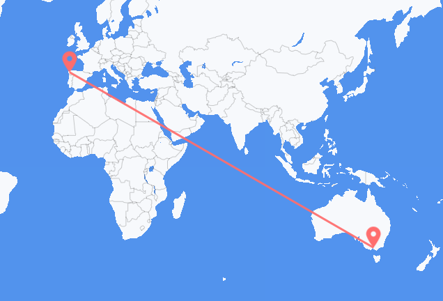 从墨尔本飞往圣地亚哥 － 德孔波斯特拉的航班