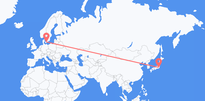 Flüge von Japan nach Dänemark