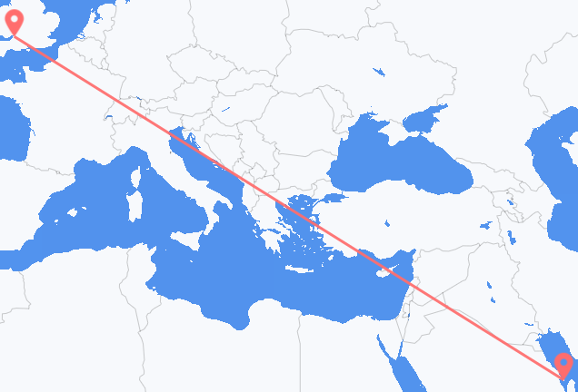 Vluchten van Bahrain Island naar Bristol