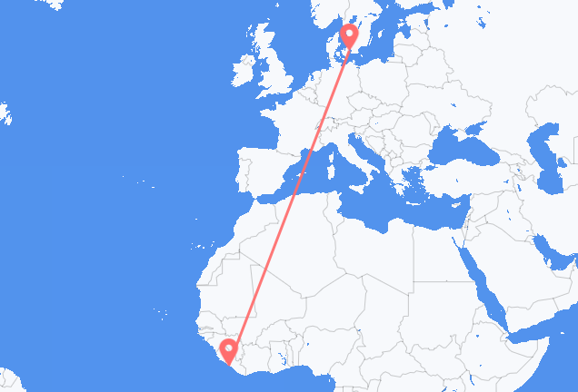 Flyrejser fra Monrovia til København