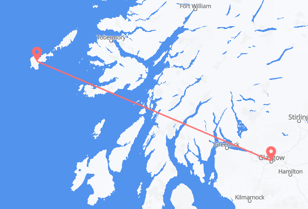 Vluchten van Glasgow naar Tiree