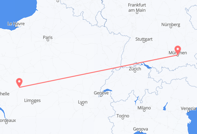 Vuelos de Múnich, Alemania a Poitiers, Francia