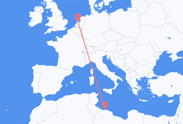 Vluchten van Tripoli naar Amsterdam