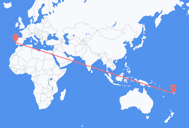 Flyreiser fra Nadi, til Lisboa