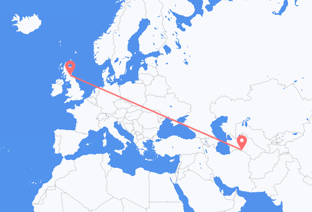 Flyrejser fra Asjkhabad til Edinburgh