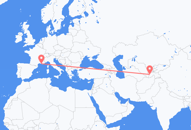 Flyrejser fra Dusjanbe til Marseille
