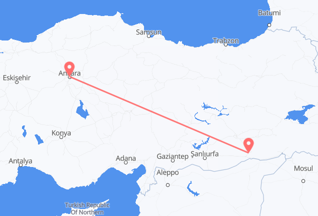 Flyrejser fra Ankara, Tyrkiet til Mardin, Tyrkiet