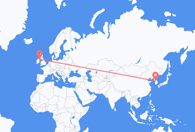 Vluchten van Seoel naar Belfast