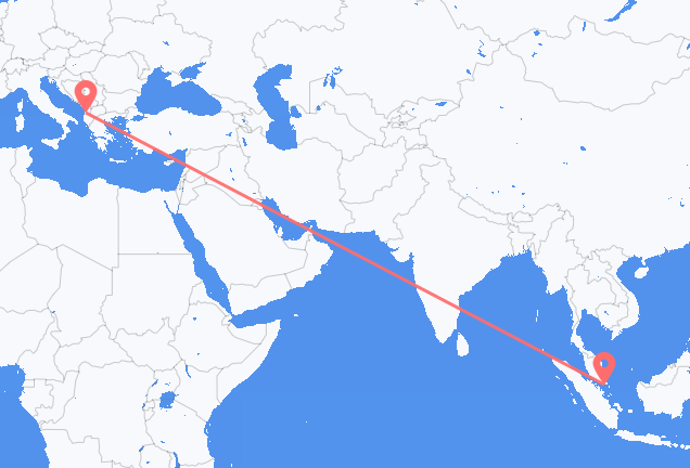 Vluchten van Singapore naar Tirana