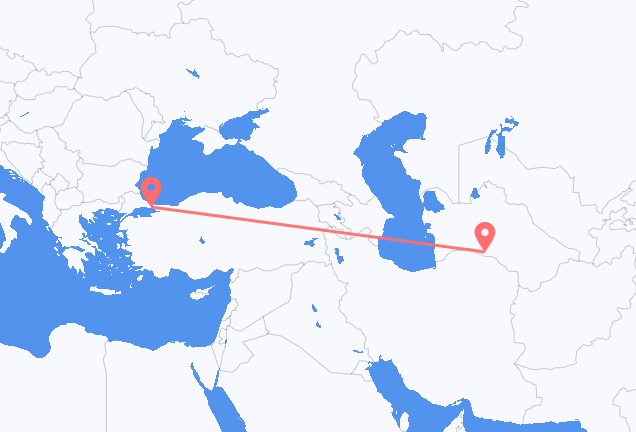 Flyrejser fra Asjkhabad til Istanbul