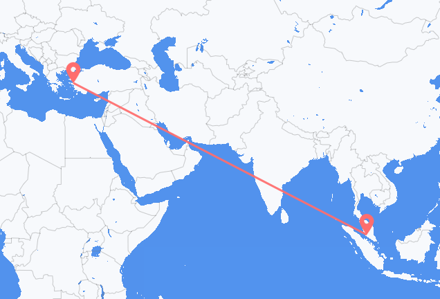 Voos de Kuala Lumpur para Esmirna