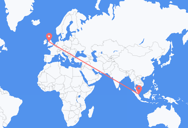 Vluchten van Singapore naar Liverpool