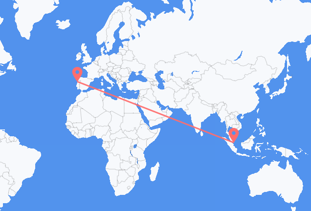 Flyg från Singapore till Porto