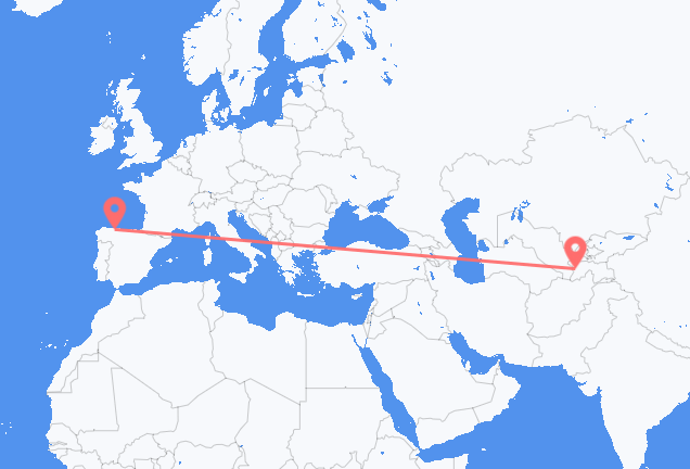 Flug frá Dushanbe til Santiago del Monte