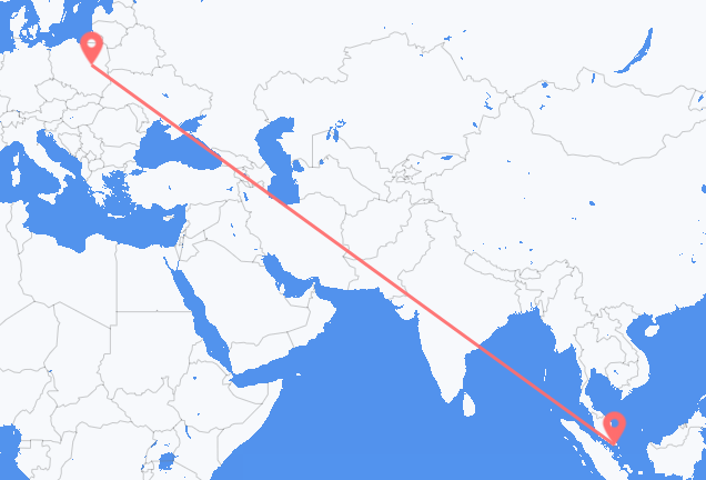 Vluchten van Singapore naar Warschau