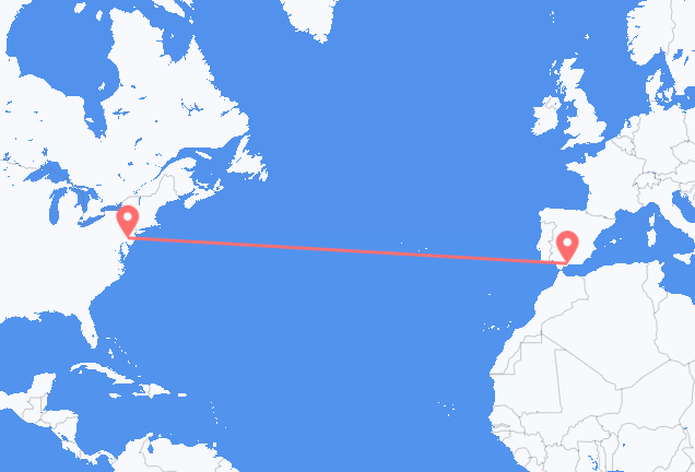 Voos do norte da Filadélfia para Málaga