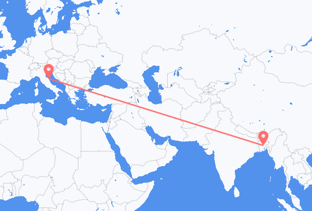 Flyrejser fra Dhaka til Ancona