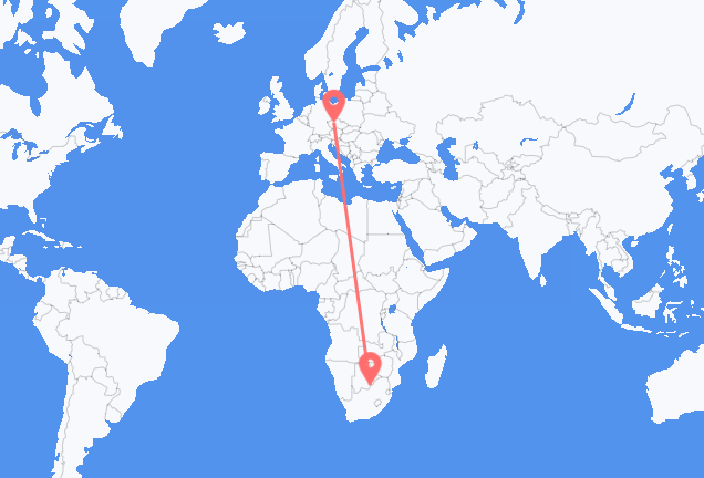 Vluchten van Gaborone naar Praag